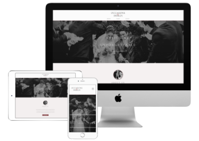 Occasions by Design website homepage.