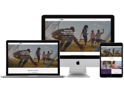 Image of the WebSafe Academy website homepage on a desktop, tablet and mobile phone.